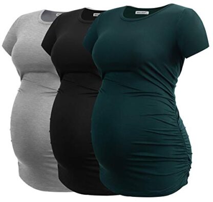 Smallshow Maternity Top Shirt Side Ruched Pregnancy Top