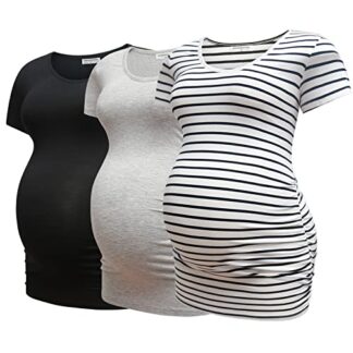 Bearsland Maternity Tshirt Classic Side Ruched Top